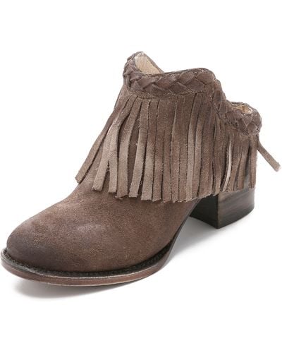 Freebird by Steven Lucy Suede Fringe Mules - Grey - Brown