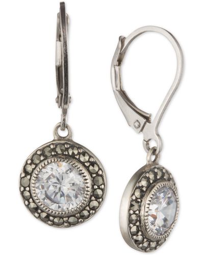 Judith Jack Sterling Silver Marcasite And Crystal Drop Earrings - Metallic