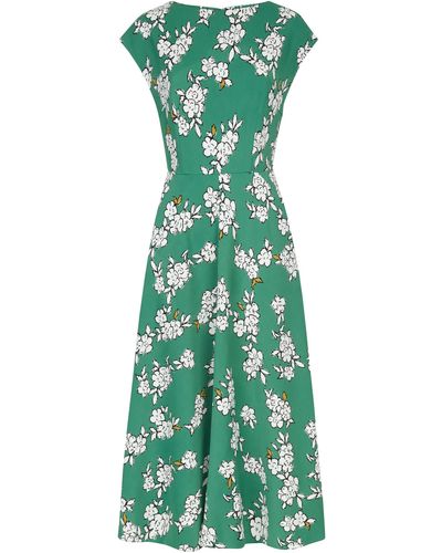 Jaeger Blossom Outline Printed Dress - Green