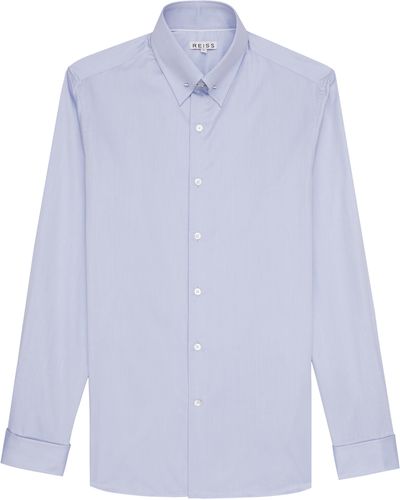 Reiss Gregson Cotton Collar Bar Shirt - Blue