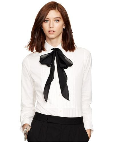 Polo Ralph Lauren Tie-neck Tuxedo Shirt - White