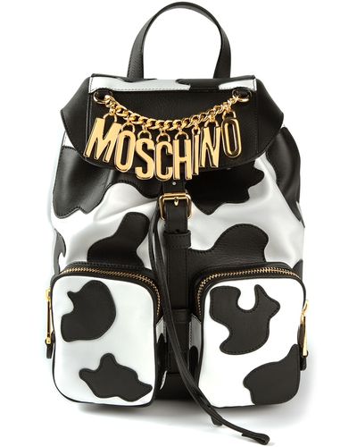 Moschino Cow Print Backpack - White