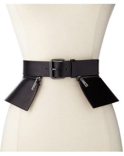 BCBGMAXAZRIA Peplum Zip Waist Belt - Black
