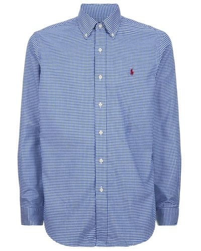 Polo Ralph Lauren Checked Long Sleeve Polo Shirt - Blue
