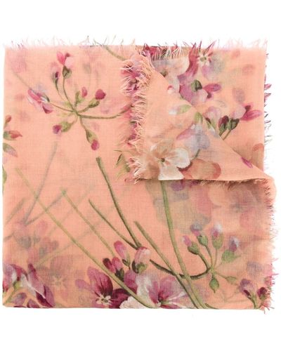 Gucci Silk And Cashmere Scarf With Blooms Print - Pink