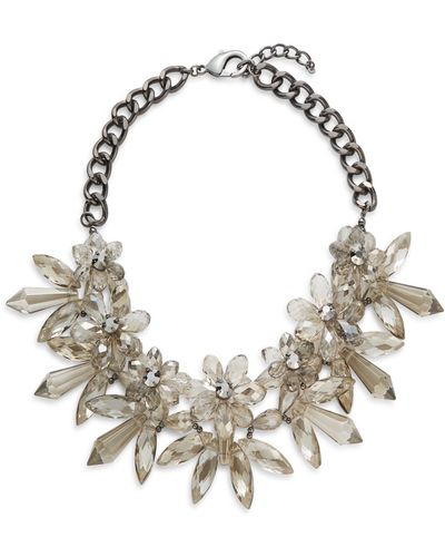 Natasha Couture Spiked Flower Collar Necklace - Metallic