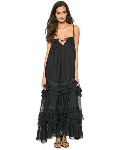 Mes Demoiselles Delicate Ruffle Maxi Dress Black