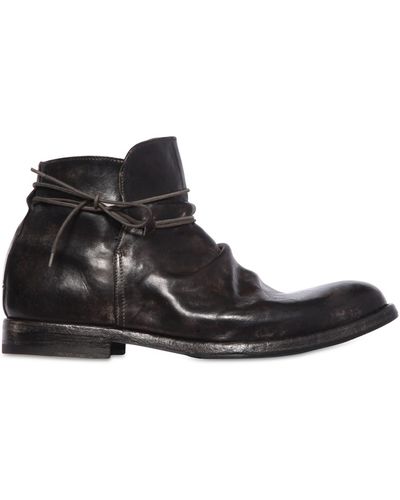 Shoto Wrinkled Leather Ankle Boots - Black