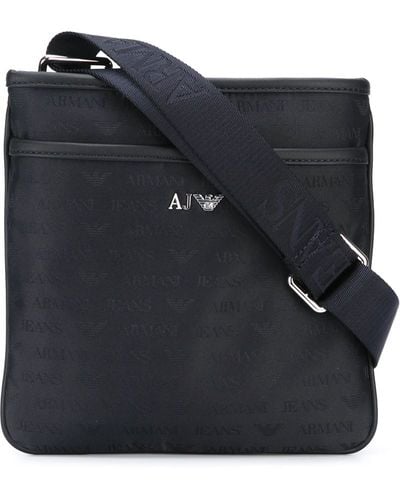 Armani Jeans Jacquard Logo Shoulder Bag - Blue