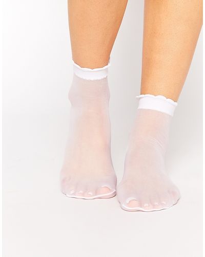 ASOS Sheer Ankle Socks With Scallop Top - White