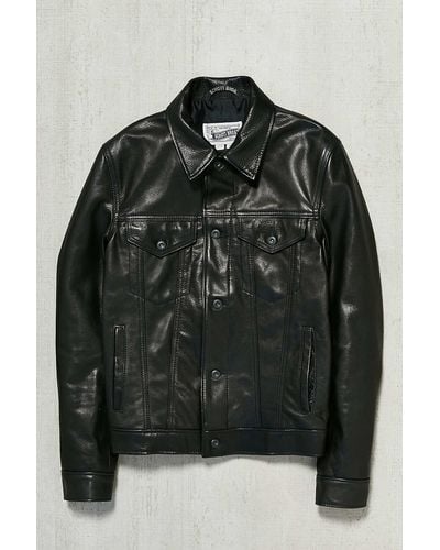 Schott Nyc Leather Trucker Jacket - Black