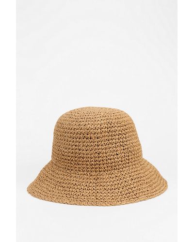 Urban Outfitters Crochet Straw Bucket Hat - Natural