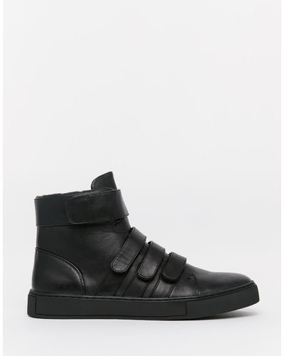 ASOS High Top Sneakers In Black With Velcro Straps