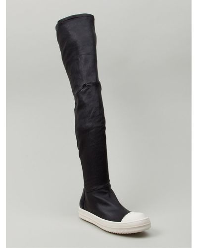 Rick Owens Thigh High Sneaker Boots - Black