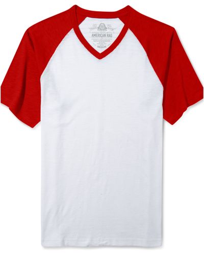American Rag Short Sleeve Baseball Raglan T Shirt - White