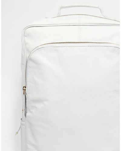 ASOS Smart Leather Backpack In White