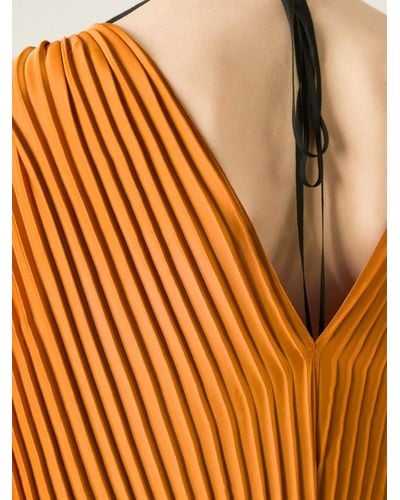 TOME Pleated Silk-Blend Kaftan Dress - Orange
