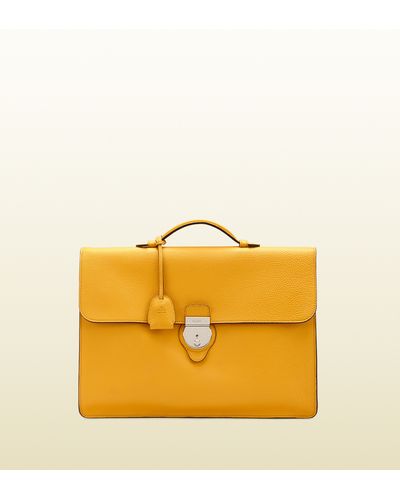 Gucci Leather Briefcase - Yellow