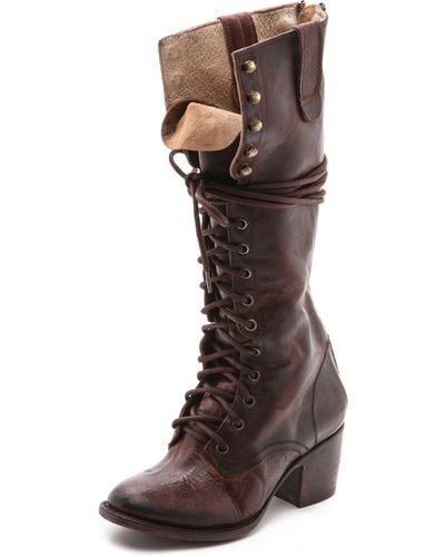 Freebird by Steven Granny Tall Combat Boots - Black - Brown