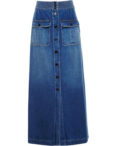 Chloé Long Denim Skirt - Blue