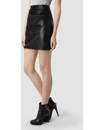 AllSaints Raye Leather Skirt - Black