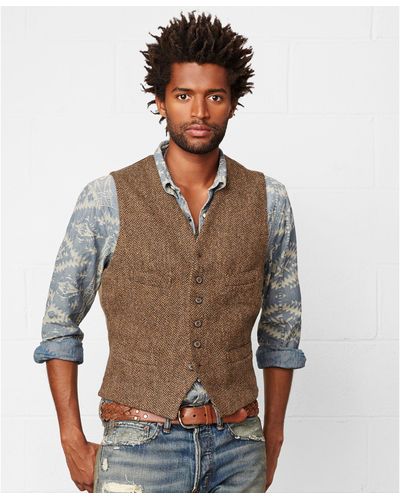 Denim & Supply Ralph Lauren Wool Tweed Vest - Brown