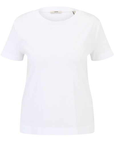 Esprit Baumwoll-T-Shirt mit Rundhalsausschnitt (1-tlg) - Weiß