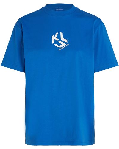 Karl Lagerfeld T-Shirt aus Bio-Baumwolle mit Logo-Print - Blau