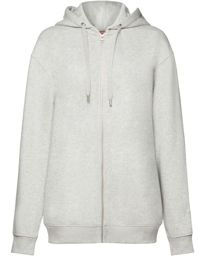 Esprit Sweatshirt Recycelt: Oversize Hoodie mit Reißverschluss (1-tlg) - Weiß