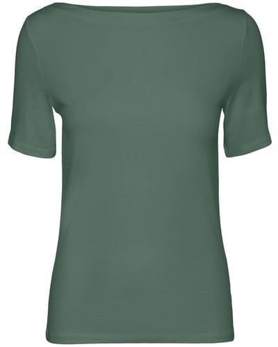 Vero Moda Basic Stretch T-Shirt mit U-Boot-Ausschnitt VMPANDA 5368 in Grün-2