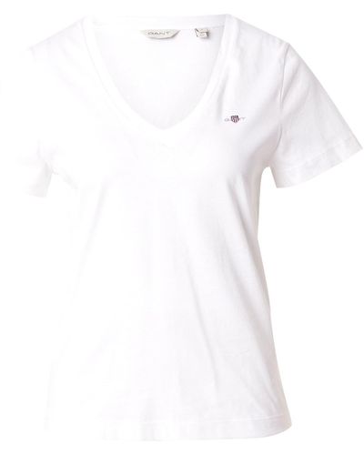 GANT T-Shirt (1-tlg) Stickerei - Weiß