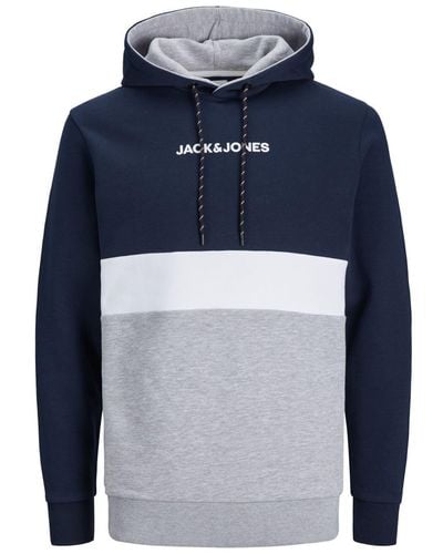 Jack & Jones Kapuzensweatshirt JJEREID BLOCKING SWEAT HOOD NOOS - Blau