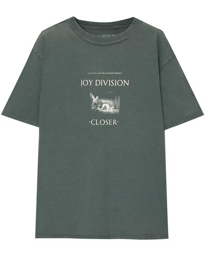 Pull&Bear T-shirt 'joy division' - Grün