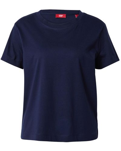 Esprit Baumwoll-T-Shirt mit Rundhalsausschnitt (1-tlg) - Blau