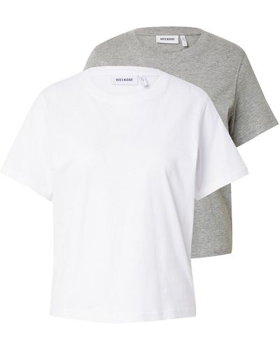 Weekday T-shirt 'essence standard' - Weiß
