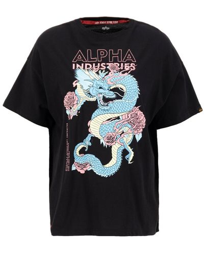 Alpha Industries T-shirt 'dragon' - Schwarz