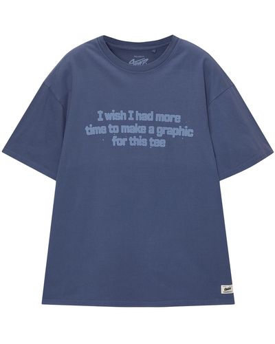 Pull&Bear T-shirt 'more time' - Blau