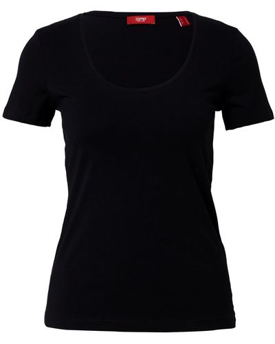 Esprit T-Shirt mit weitem Rundhalsausschnitt (1-tlg) - Schwarz