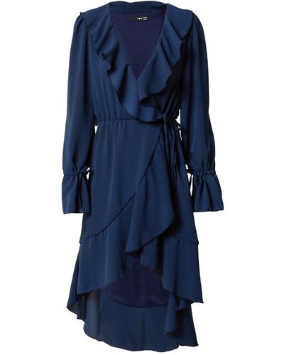 TFNC London Sommerkleid JOHANNA (1-tlg) Volant, Wickel-Design - Blau