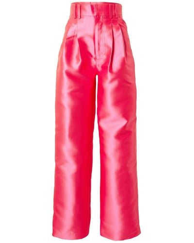 Warehouse Hose 'satin twill high waisted wide leg trouse' - Pink