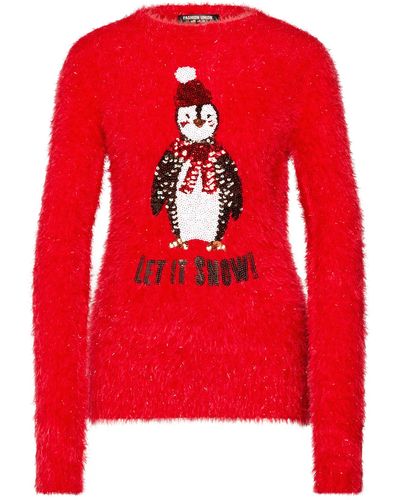 Fashion Union Pullover 'penguin' - Rot