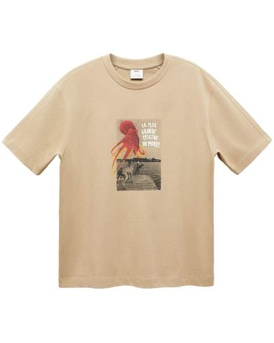 Mango T-shirt 'octopus' - Natur