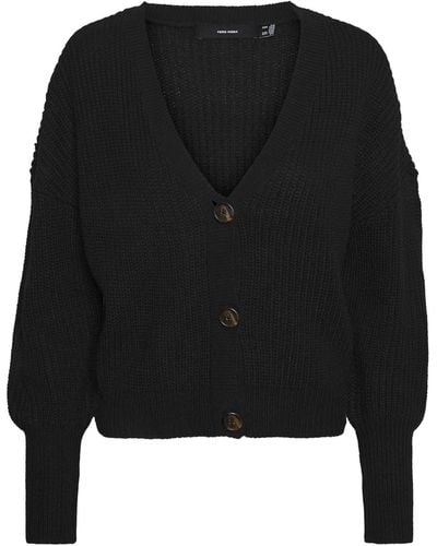 Vero Moda Strickjacke VMLEA LS V-NECK CUFF - Schwarz