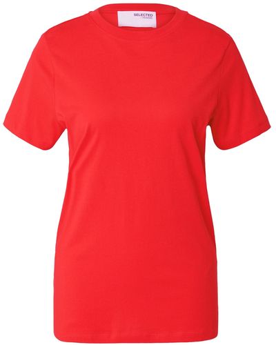SELECTED T-shirt 'my essential' - Rot