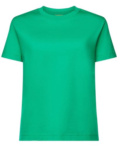 Esprit T-Shirt aus Pima-Baumwolle mit Rundhalsausschnitt (1-tlg) - Grün