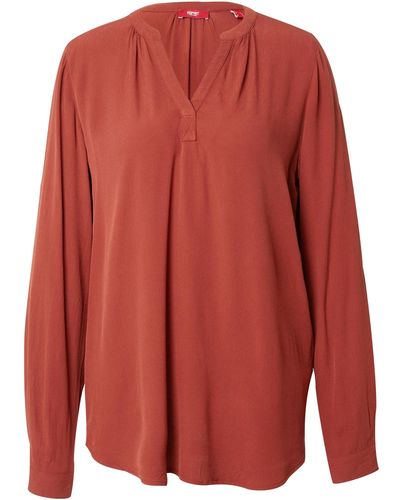 Esprit Langarmbluse Basic-Bluse mit V-Ausschnitt - Rot