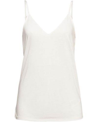 Esprit T-Shirt Top mit Spitze, LENZINGTM ECOVEROTM (1-tlg) - Weiß