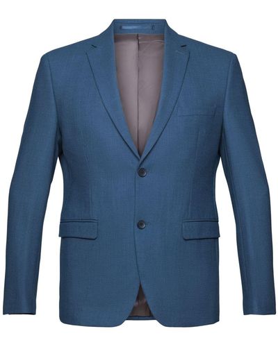 Esprit Anzugsakko Mix & Match: Blazer mit Birdseye-Muster - Blau