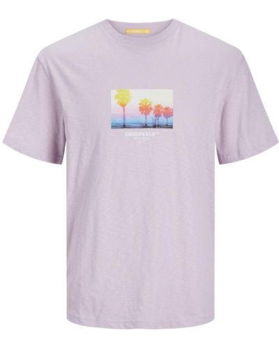 Jack & Jones T-Shirt JORARUBA SMALL PHOTO TEE SS CREW NECK - Pink
