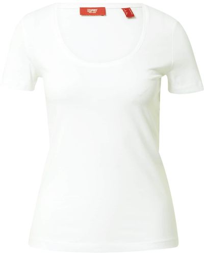 Esprit T-Shirt mit weitem Rundhalsausschnitt - Weiß